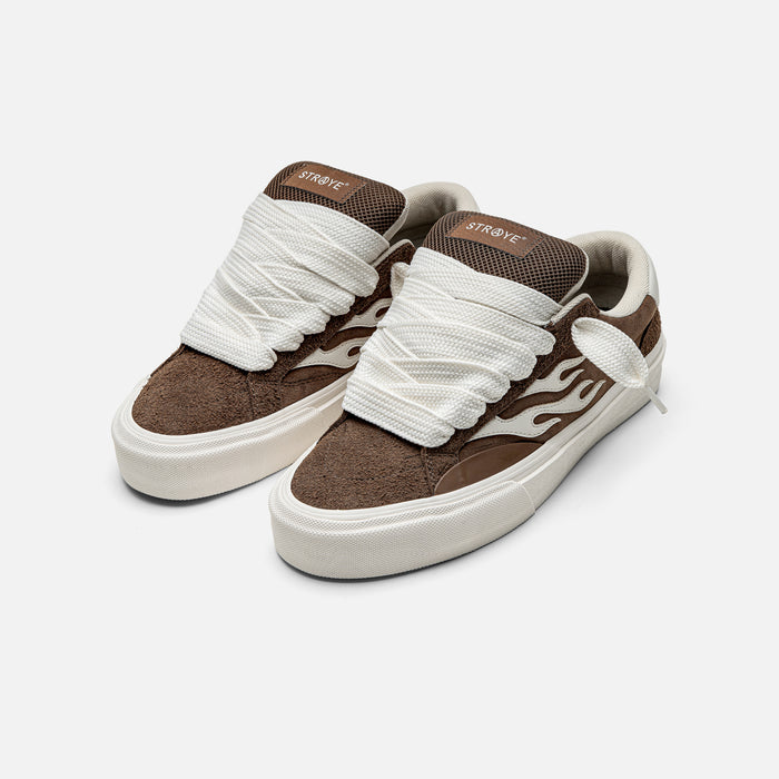 STRAYE Logan Puff Brown – front angled view skate sneaker