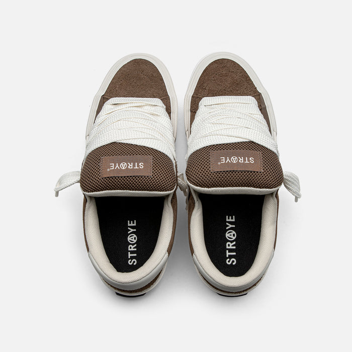 STRAYE Logan Puff Brown – top view with cushioned insole