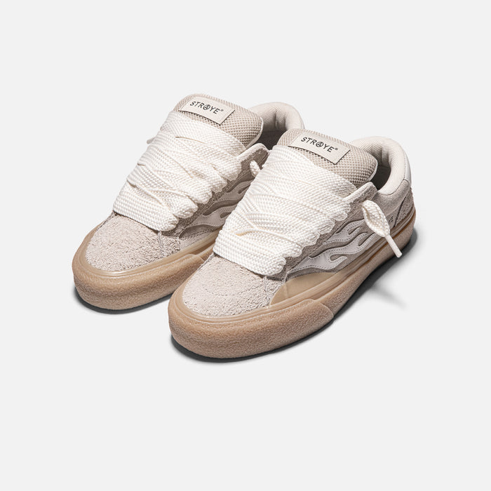 STRAYE Logan Puff Cream Crepe – front angled view skate sneaker