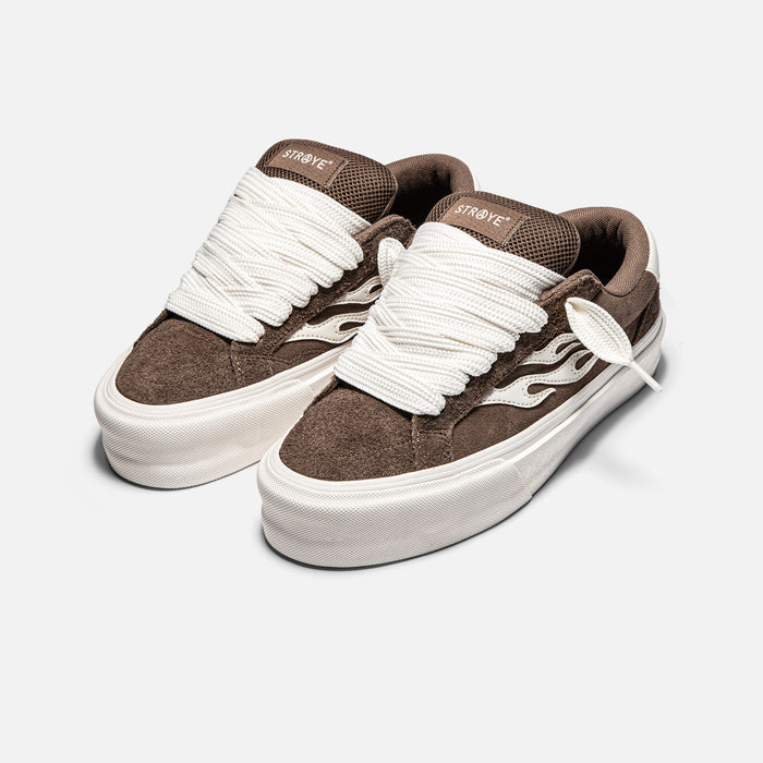 STRAYE Logan Stomper Brown – hero view low-top platform sneaker