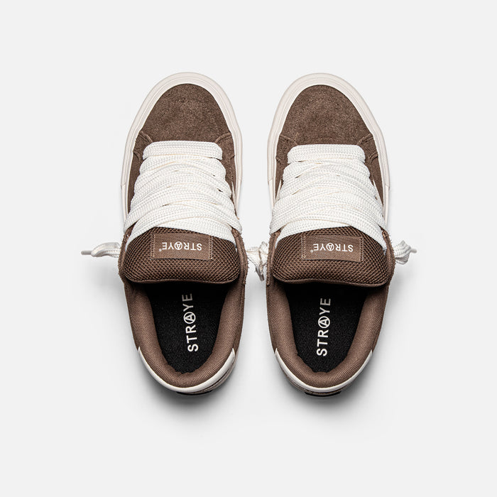STRAYE Logan Stomper Brown – top view low-top platform sneaker