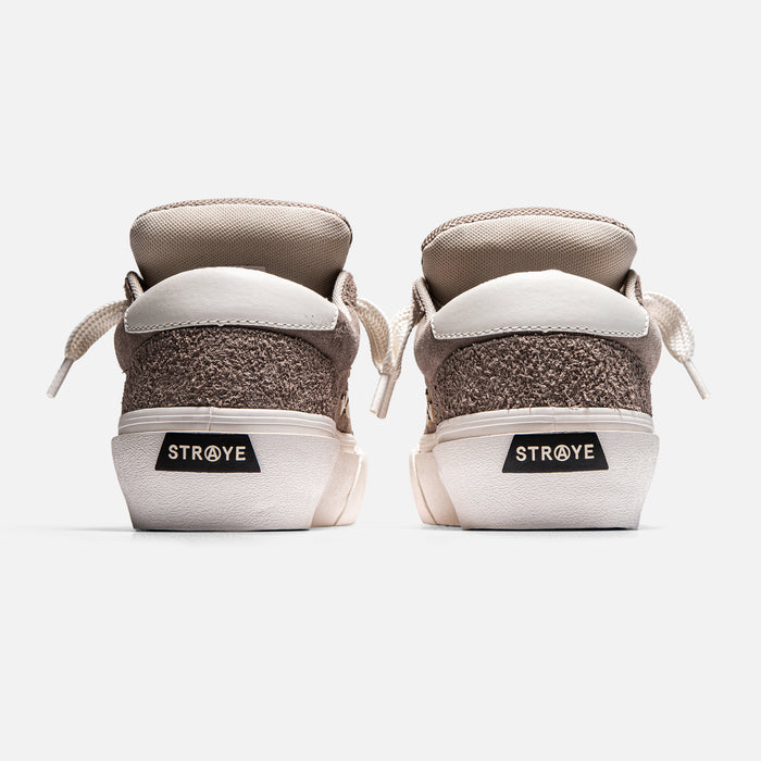 STRAYE Logan Stomper Taupe – back view low-top platform sneaker