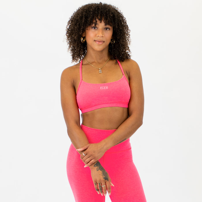Loop Back Sports Bra - Heather Neon Punch