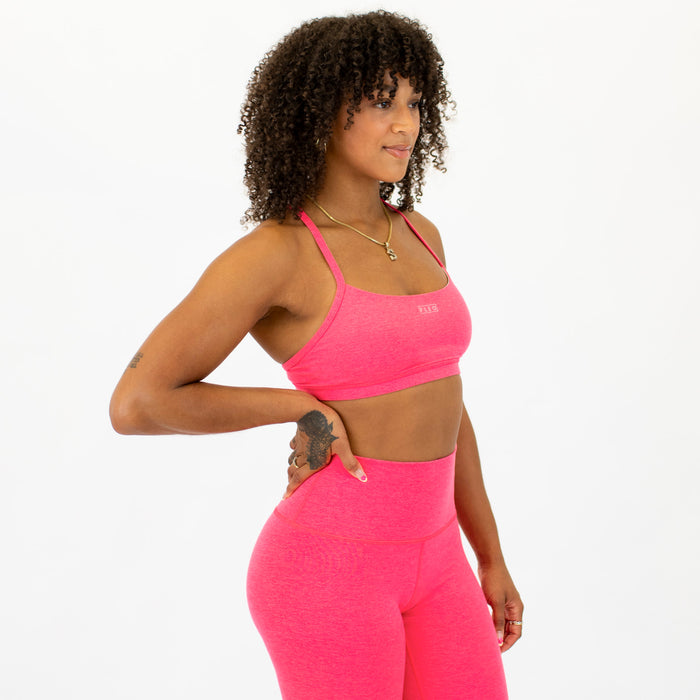 Loop Back Sports Bra - Heather Neon Punch