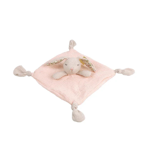lovey rosie bunny knotted security blankie - pink