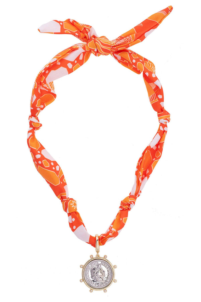 Lydia Studded Coin Scarf Necklace