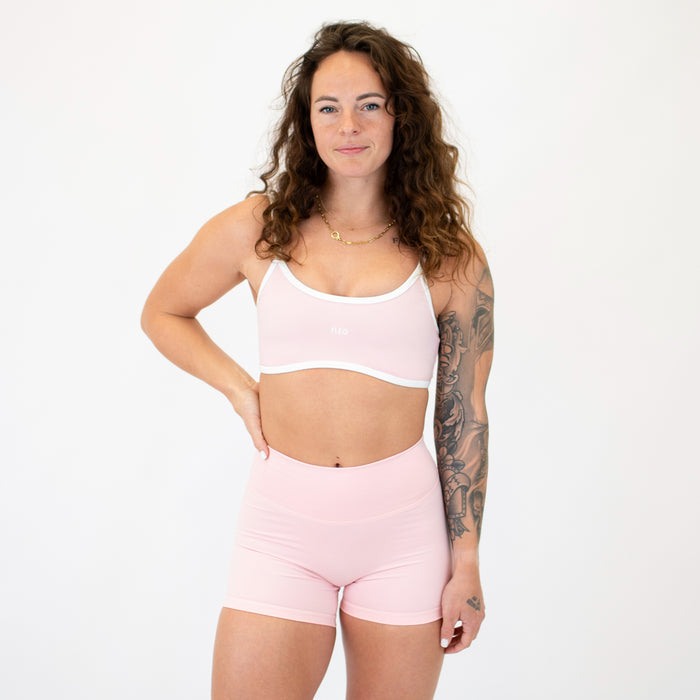 Strawberry Cream + White Madi Sports Bra - Medium Support by FLEO - 1