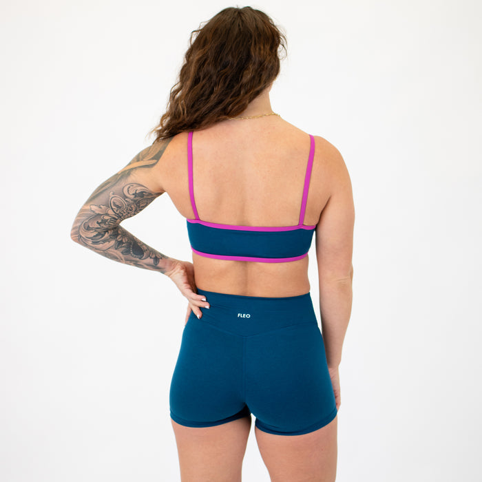 Heather Sailor Blue + Berry Sorbet Madi Sports Bra - Medium Support by FLEO - 2
