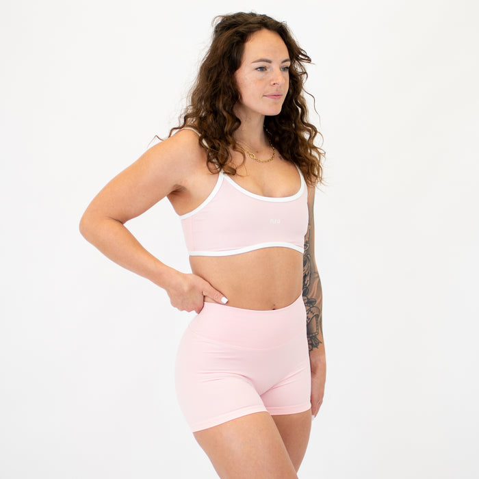 Strawberry Cream + White Madi Sports Bra - Medium Support by FLEO - 4