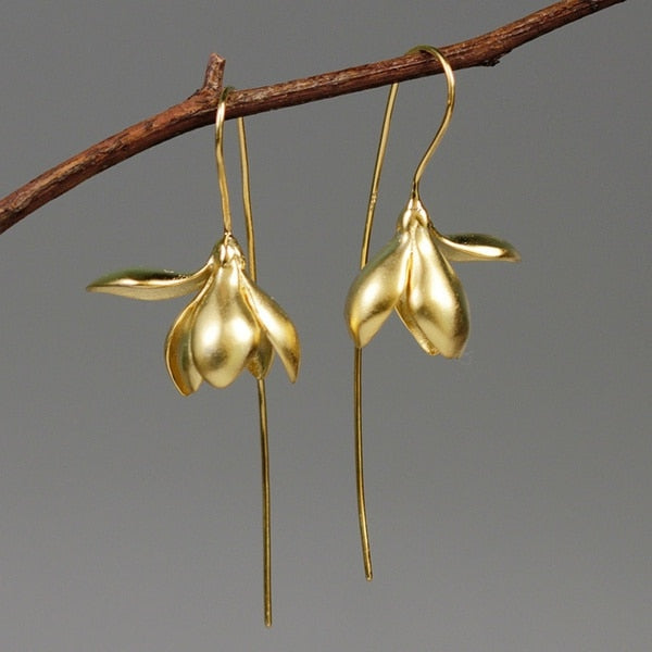 Magnolia Flower Dangle Earring