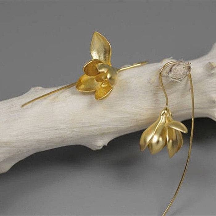 Magnolia Flower Dangle Earring