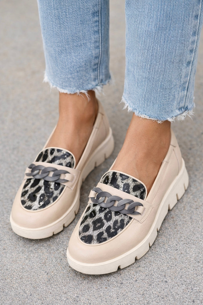 Marco Santini Barcelona Vanilla Leopard Moccasin