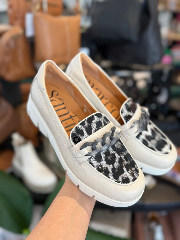 Marco Santini Barcelona Vanilla Leopard Moccasin