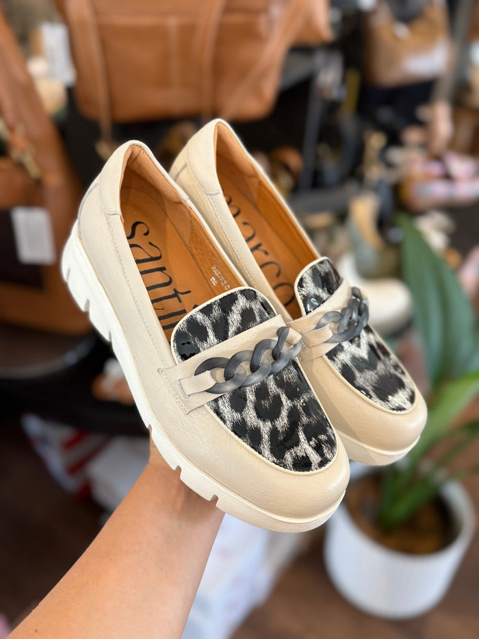Marco Santini Barcelona Vanilla Leopard Moccasin