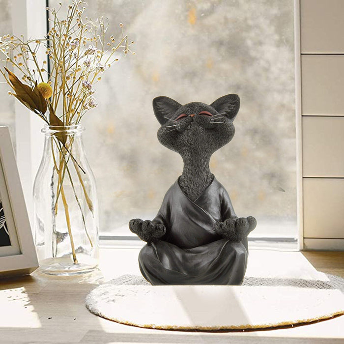 Meditating Buddha Cat Figurine