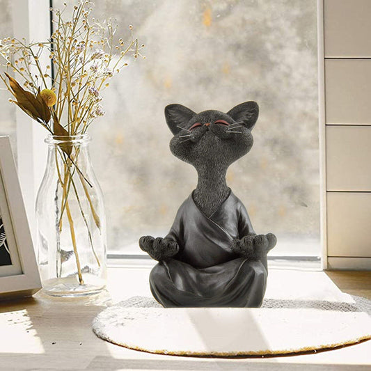 Meditating Buddha Cat Figurine