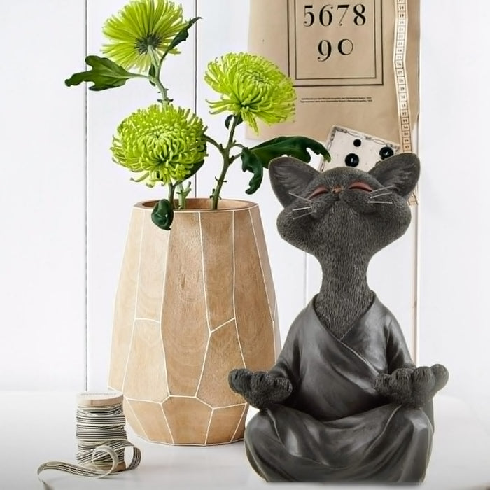 Meditating Buddha Cat Figurine