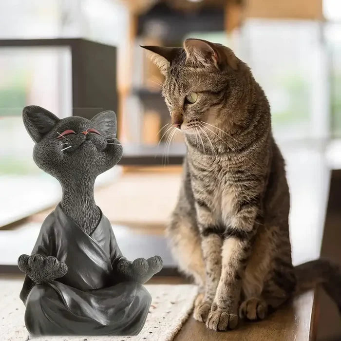 Meditating Buddha Cat Figurine