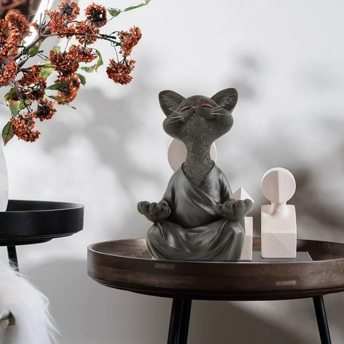 Meditating Buddha Cat Figurine