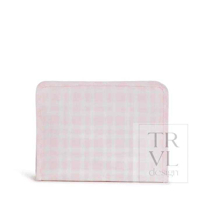 Medium Zip Pouch | Pink Plaid