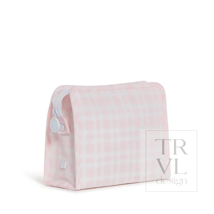 Medium Zip Pouch | Pink Plaid
