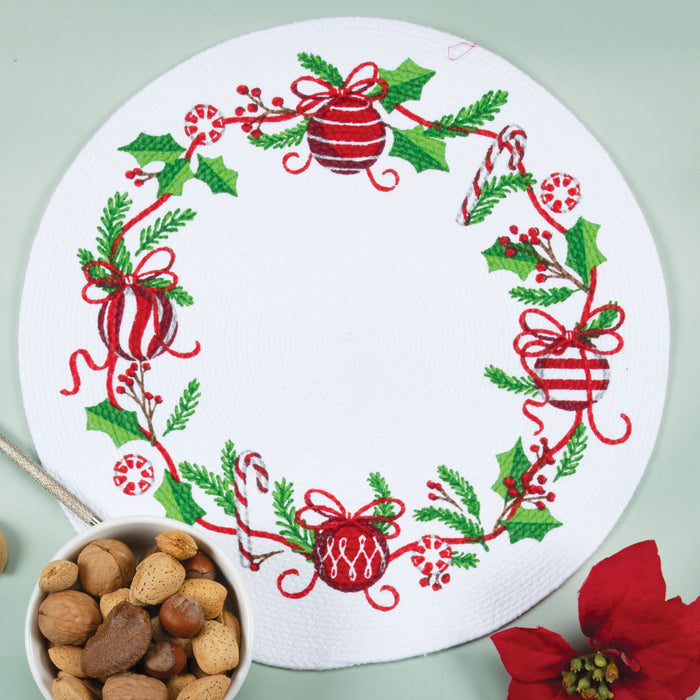 Merry Nutcrackers Ornaments Braided Placemat