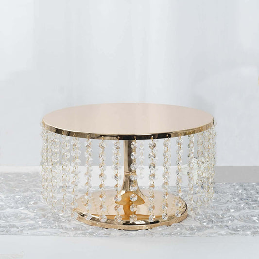 Gold accent table with crystal fringe detailing.