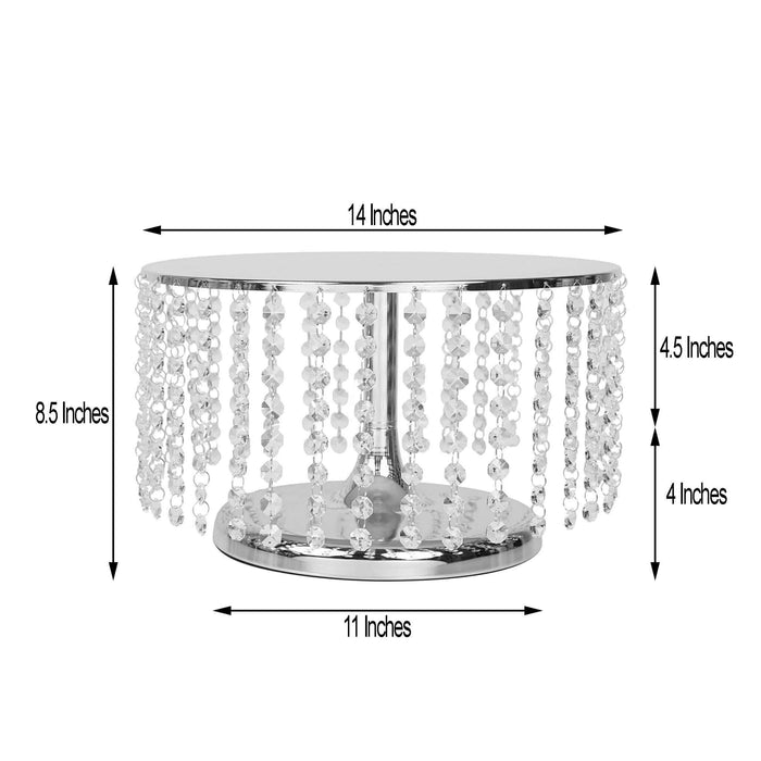 Elegant crystal cake stand with dimensions 14x11 inches, 4.5 inches high.