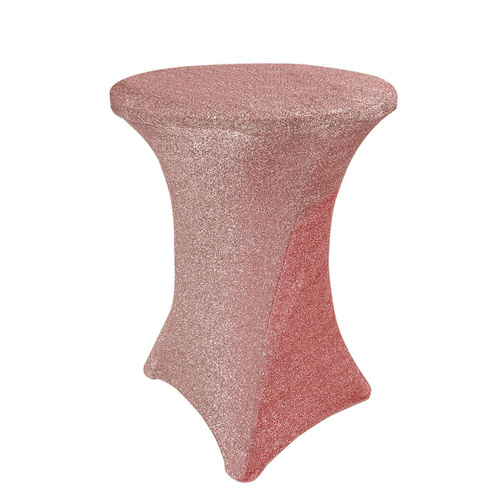 Glittering pink round accent table with a unique shape