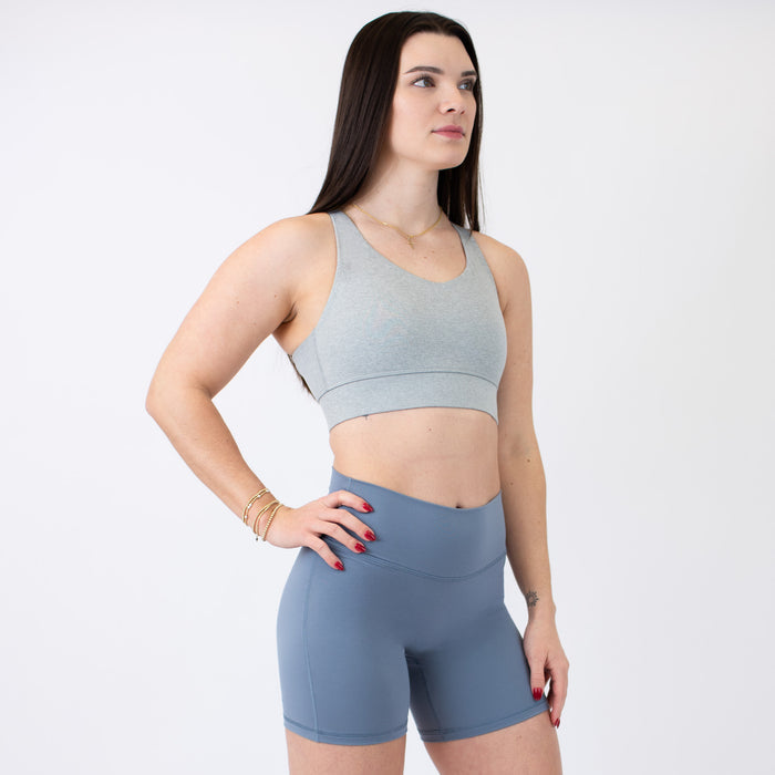 Heather Light Gray High Support Sports Bra - Mia