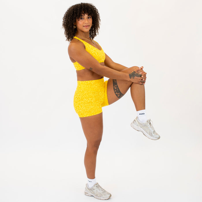Vibrant Yellow V Waistband No Front Seam High Rise Shorts