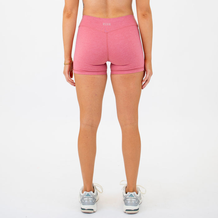 Heather Mauve No Front Seam Mid Rise Spandex Shorts