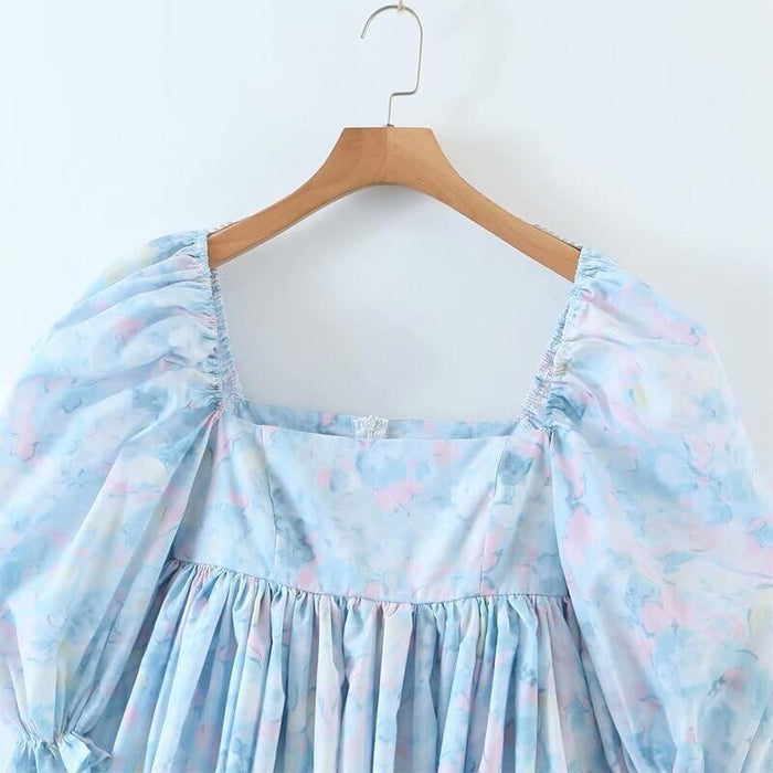 Mini dress with puff sleeves
