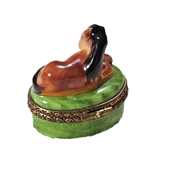 Charming Miniature Horse Box Porcelain Limoges farm animals French Trinket Box