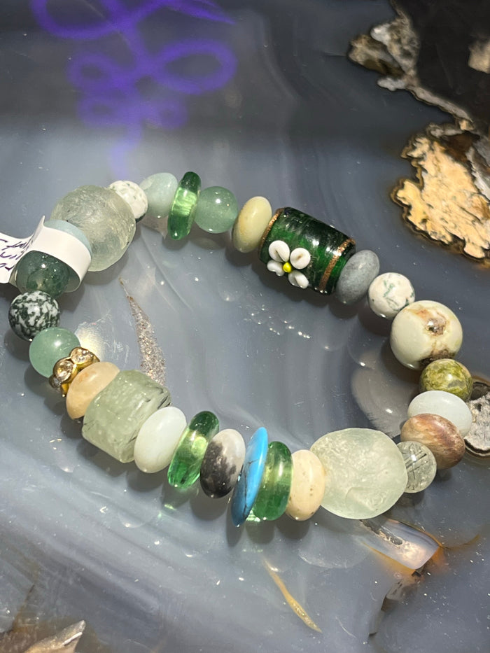 Mixed  Bead Bracelet (Blue/Green)
