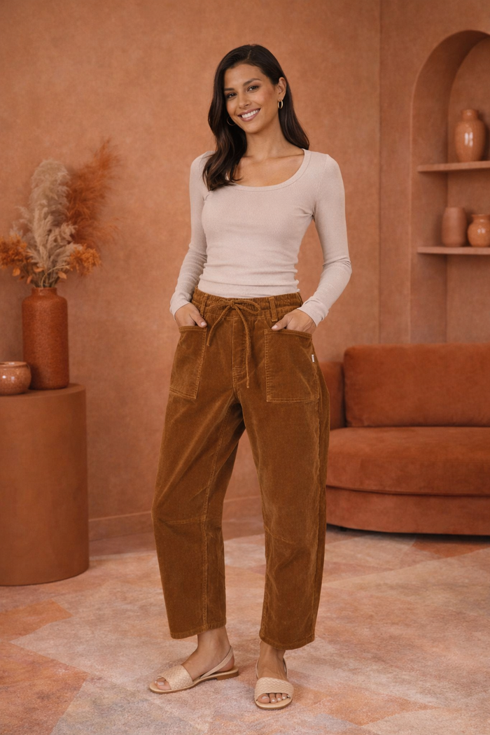 Monaco Jeans Camel Corduroy Leo Barrel Pant