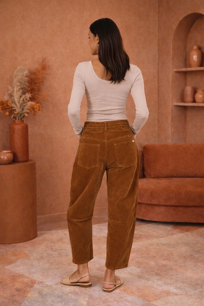 Monaco Jeans Camel Corduroy Leo Barrel Pant