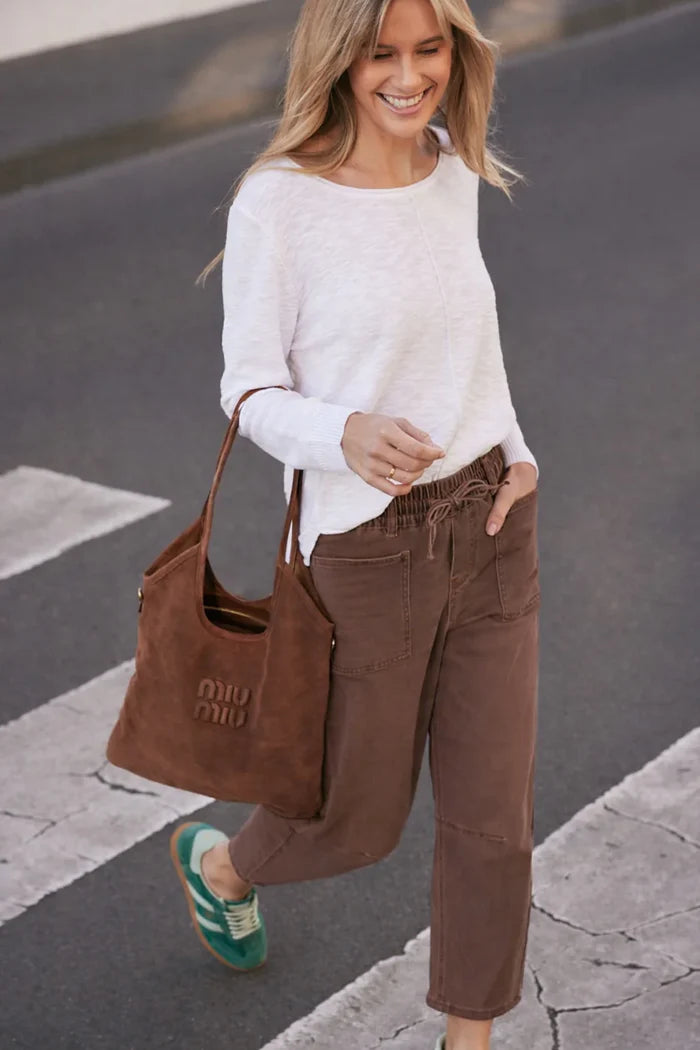 Monaco Jeans Leo Barrel Pants in Chocolate Brown