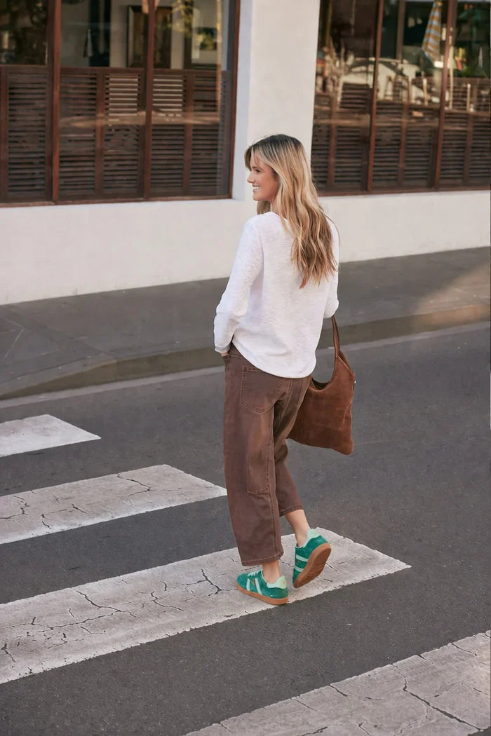Monaco Jeans Leo Barrel Pants in Chocolate Brown