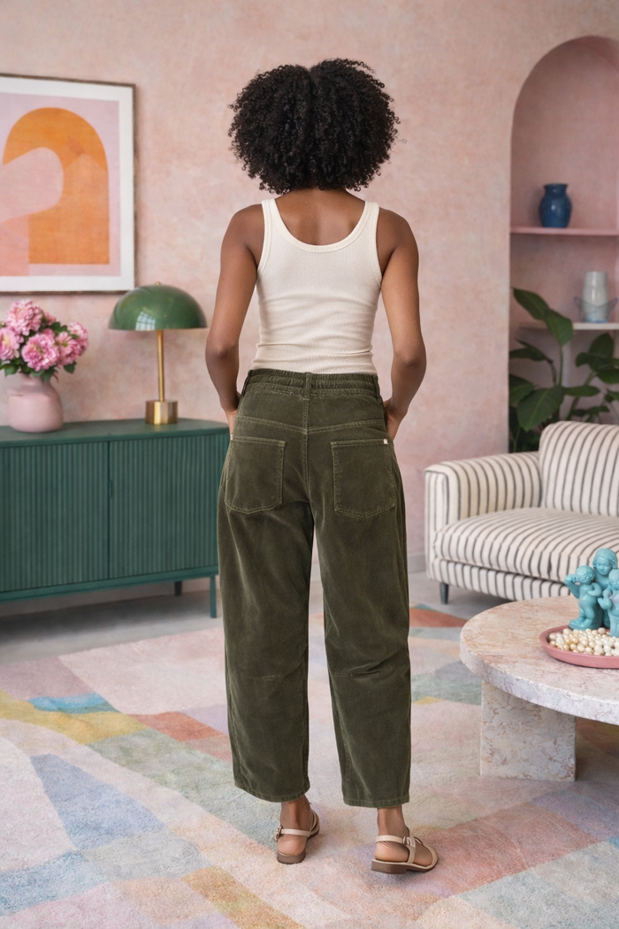 Monaco Jeans LEO Forrest Green Corduroy Barrel Pants