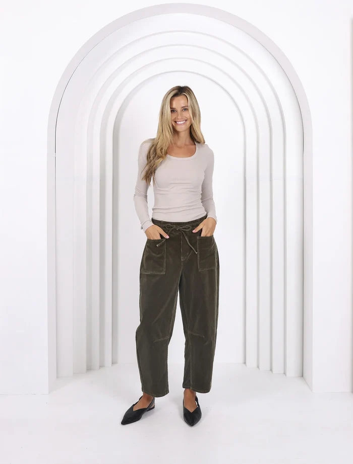 Monaco Jeans LEO Forrest Green Corduroy Barrel Pants