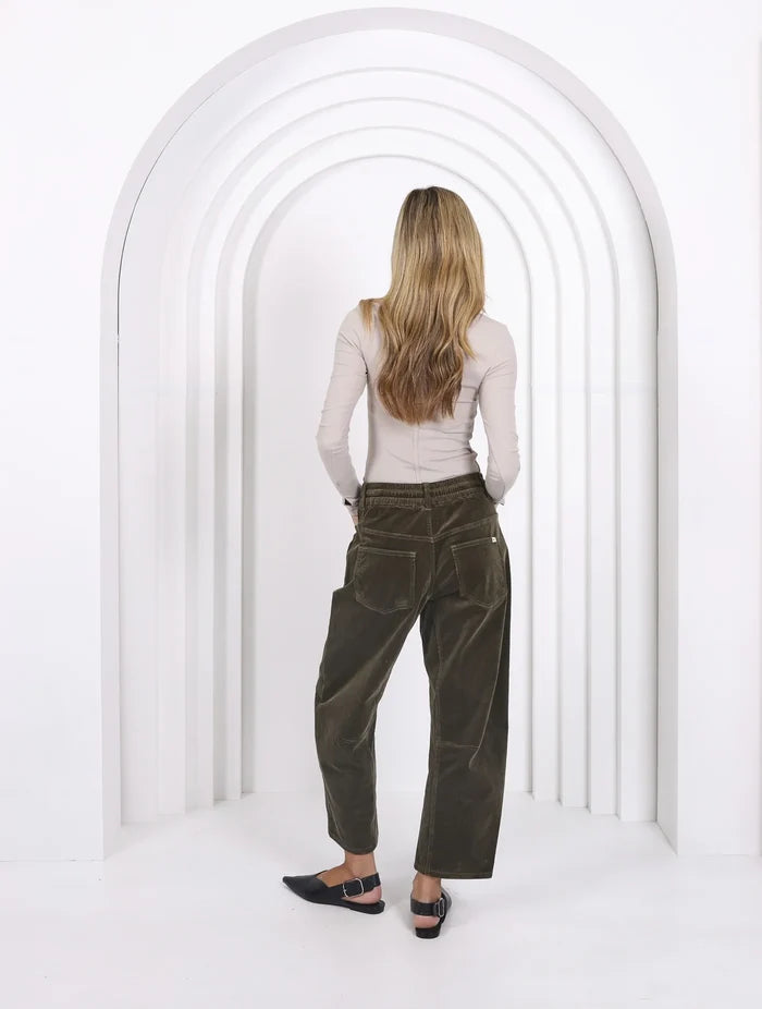Monaco Jeans LEO Forrest Green Corduroy Barrel Pants