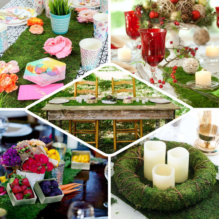 Colorful table settings with floral arrangements, candles, and decorative elements.