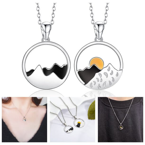 Mountain and ocean waves necklace