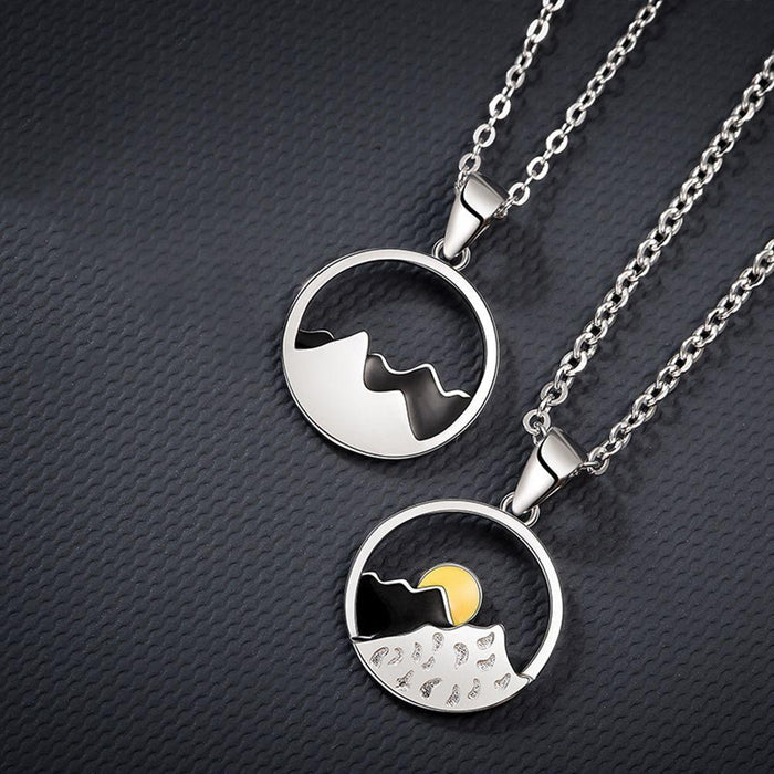 Mountain and ocean waves necklace