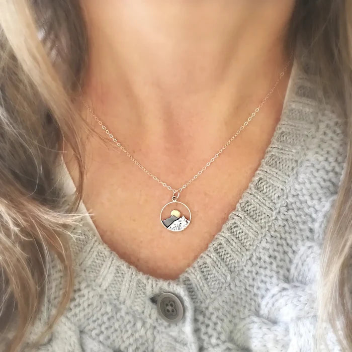 Mountain and ocean waves necklace