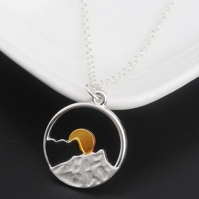 Mountain and ocean waves necklace