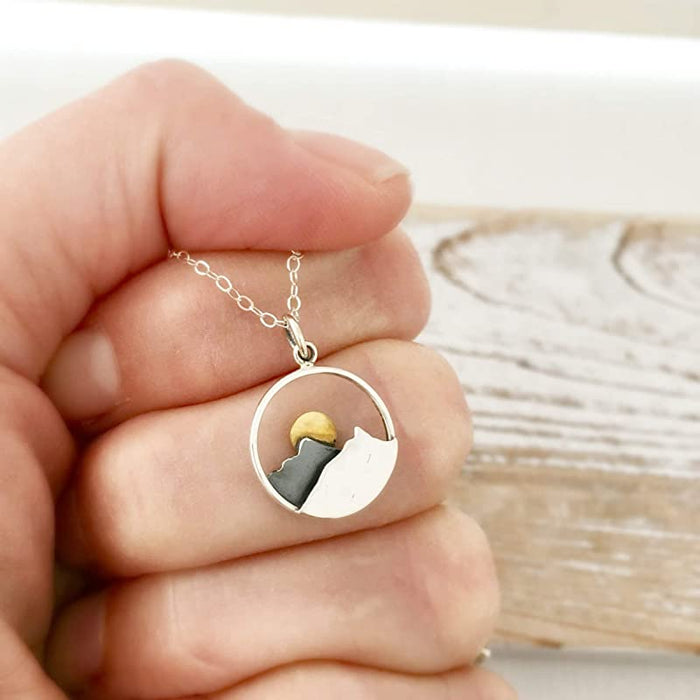 Mountain and ocean waves necklace
