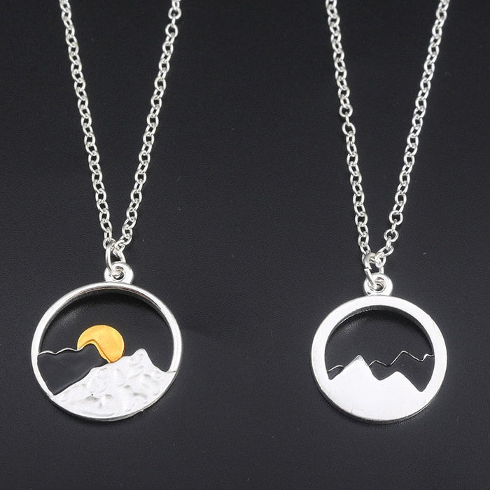Mountain and ocean waves necklace