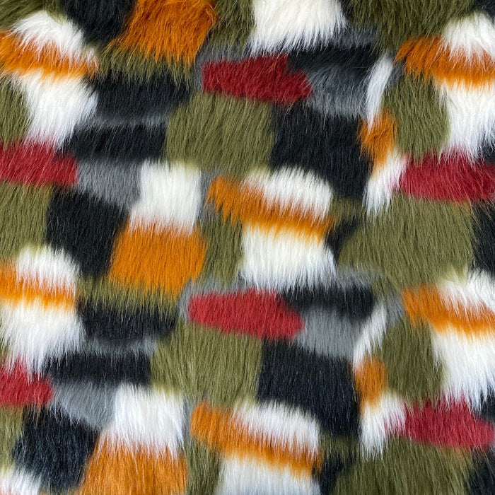 Multicolor Patchwork Faux Fur Fabric - Fashion Fabrics LLC
